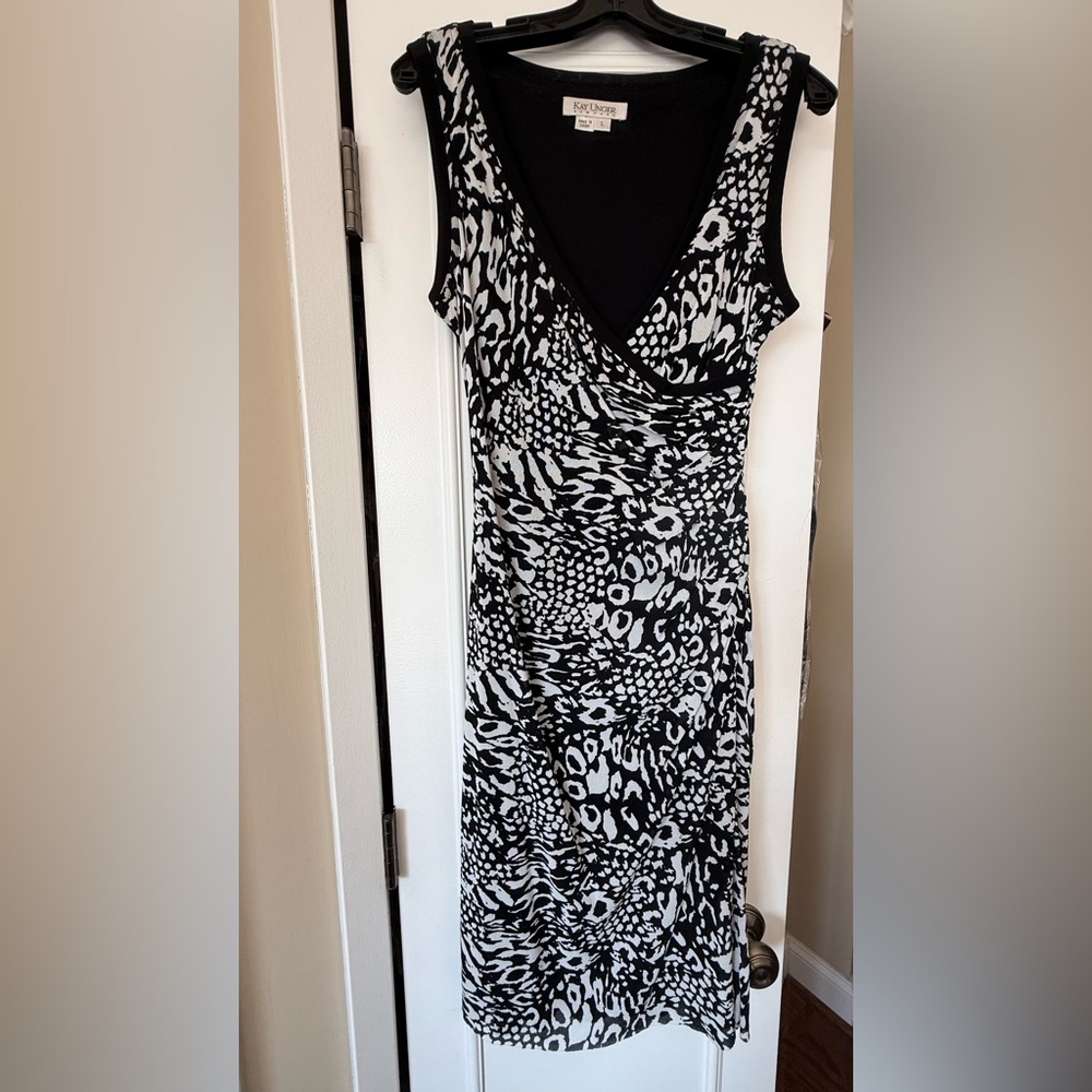Kay Unger Black and White Patterned Dress